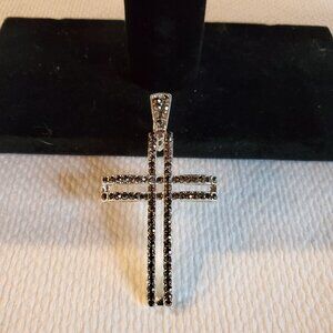 Vintage Cross Pendant Necklace Accessory Rhinestones - Chain Not Included